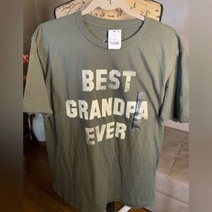 NWT Best Grandpa Graphic T Shirt Large olive green PTP 21.5 inches Great gift